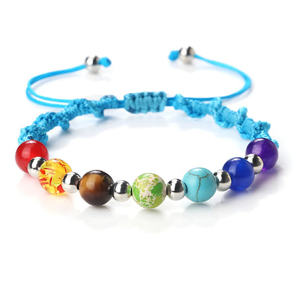 HANDWOVEN CHAKRA BEAD BRACELET FOR ENERGY & BALANCE - Blue / Silver - Bracelet