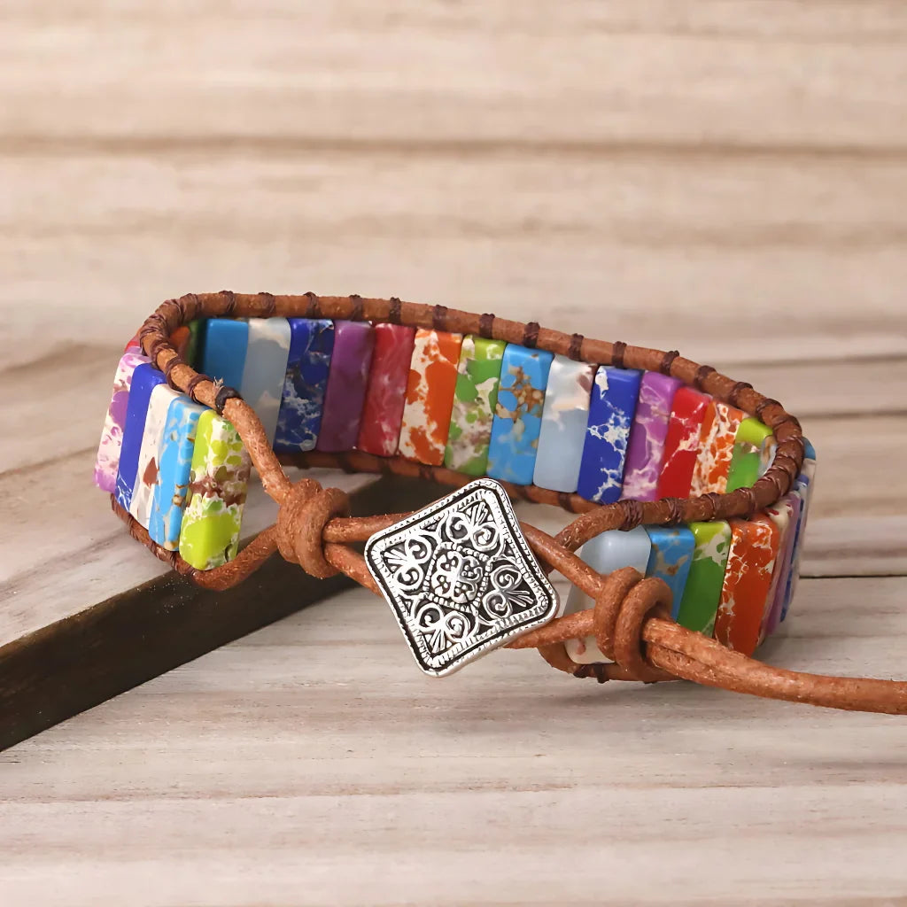 HANDWOVEN SPIRITUAL BRACELET FOR HEALING & BALANCE - Square button - Bracelet