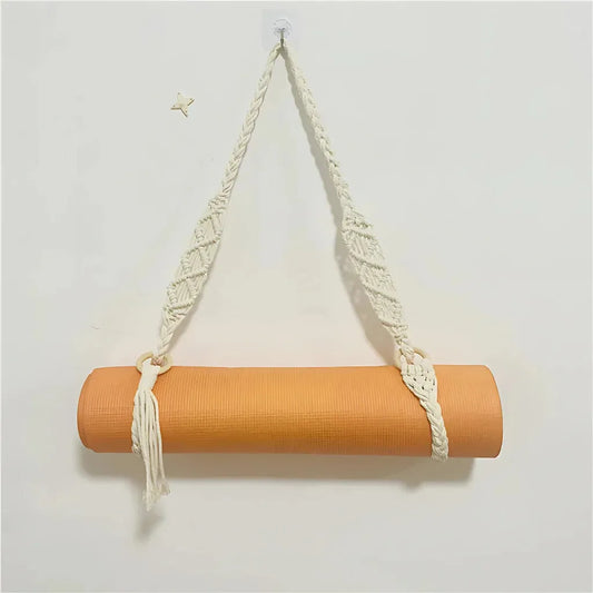 Handwoven Yoga Mat Sling For Easy Portability - White
