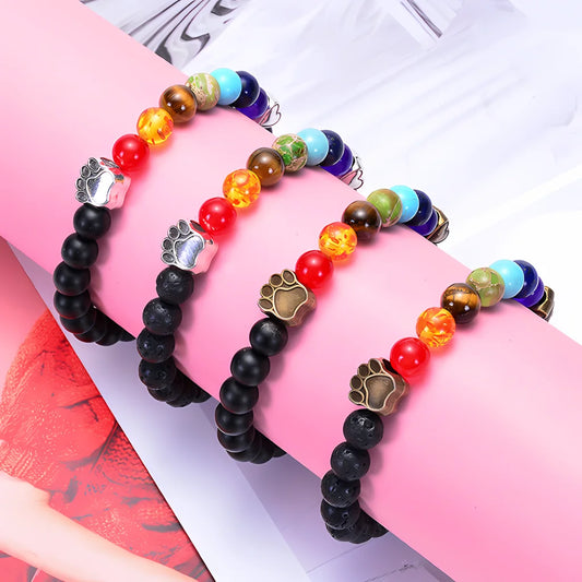 HEALING CHAKRA BRACELET WITH LAVA STONES AND GEMSTONES - Bracelet