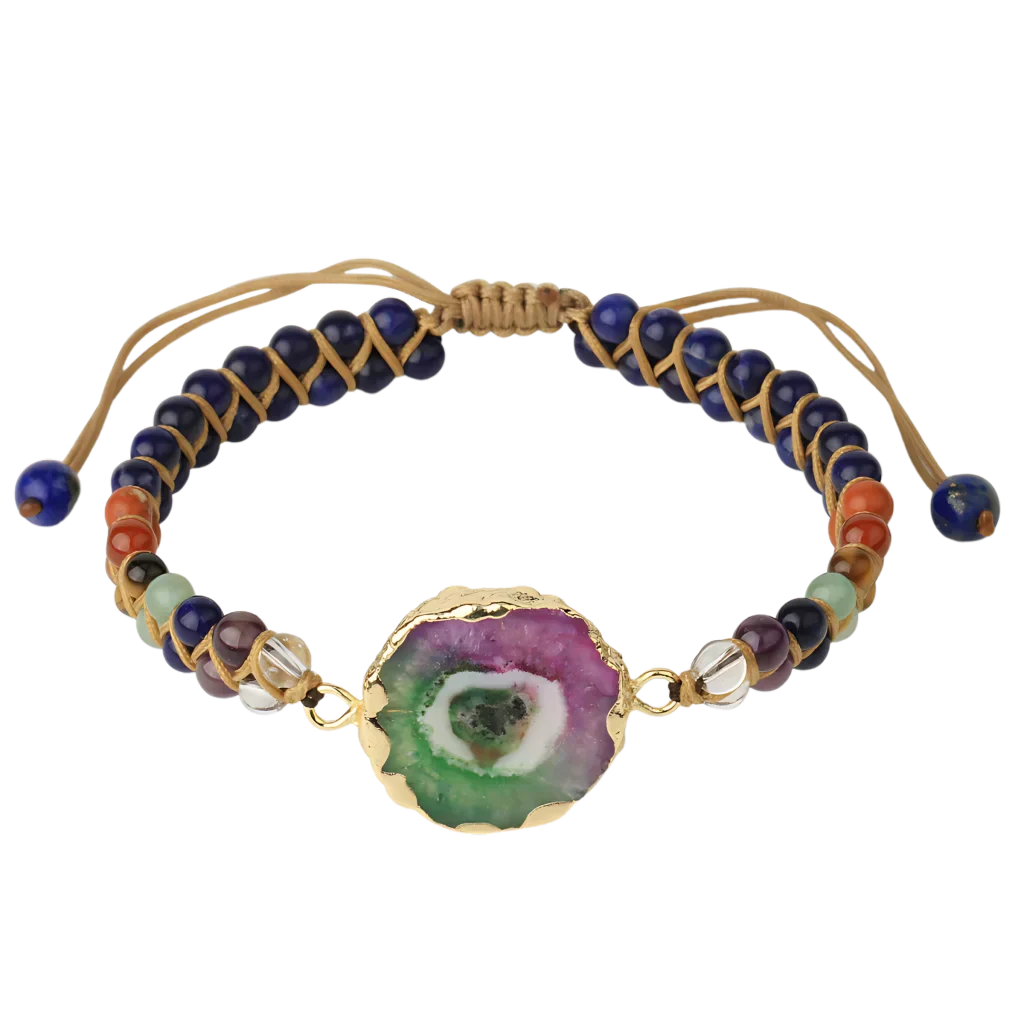 HEALING CRYSTAL YOGA GEMSTONE BRACELET WITH CHAKRA BEADS - Lapis G424 - Bracelet