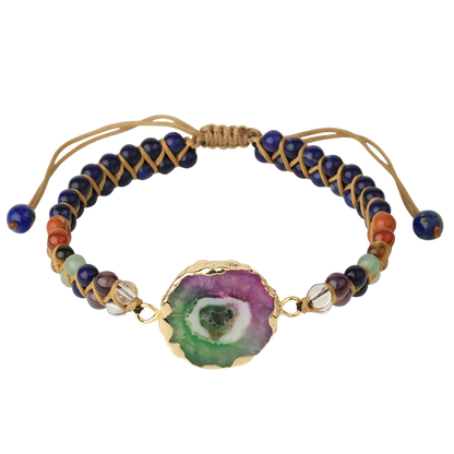 HEALING CRYSTAL YOGA GEMSTONE BRACELET WITH CHAKRA BEADS - Lapis G424 - Bracelet