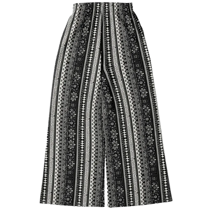 Hippie Spirit Grey Flare Joggers With Ethnic Stripe Print