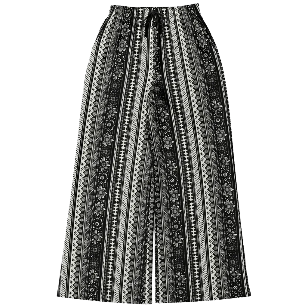 Hippie Spirit Grey Flare Joggers With Ethnic Stripe Print