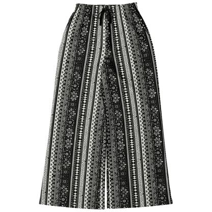 Hippie Spirit Grey Flare Joggers With Ethnic Stripe Print