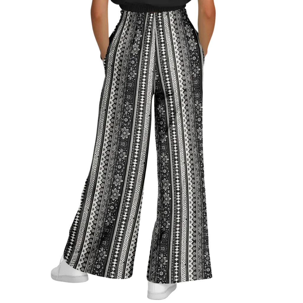 Hippie Spirit Grey Flare Joggers With Ethnic Stripe Print