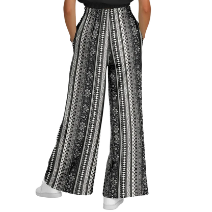 Hippie Spirit Grey Flare Joggers With Ethnic Stripe Print