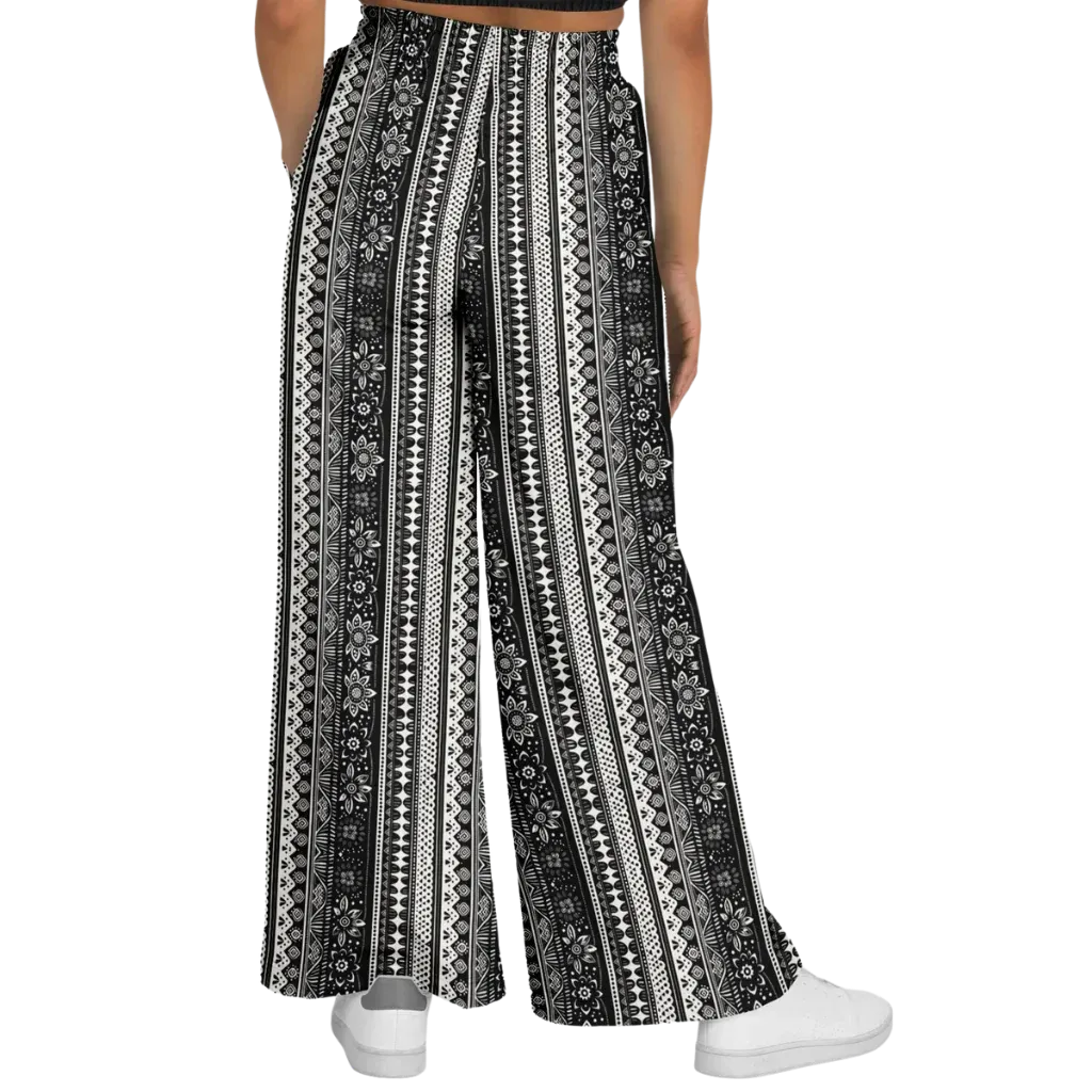 Hippie Spirit Grey Flare Joggers With Ethnic Stripe Print