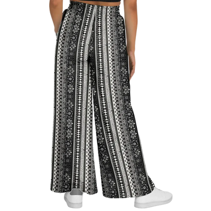 Hippie Spirit Grey Flare Joggers With Ethnic Stripe Print
