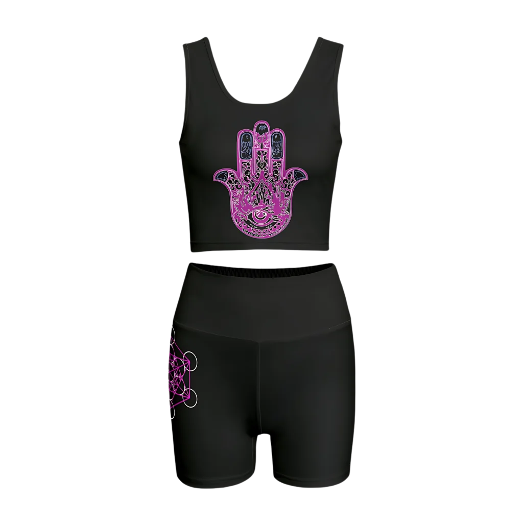 INTRICATE HAMSA HAND YOGA OUTFIT SET - S - yoga outfit set