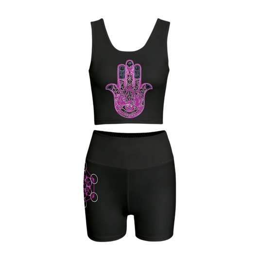 INTRICATE HAMSA HAND YOGA OUTFIT SET - S - yoga outfit set