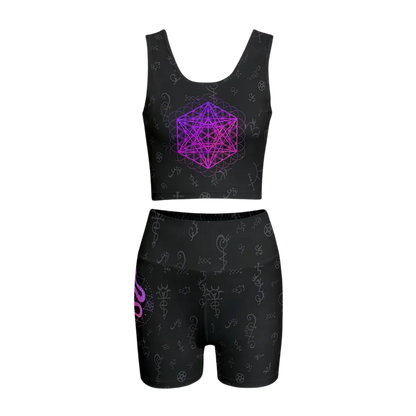 INTRICATE METATRON’S CUBE MATCHING YOGA SET FOR WOMEN - S - yoga outfit set