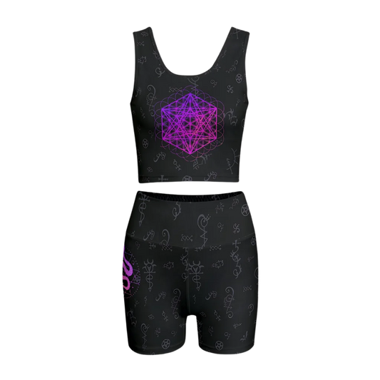 INTRICATE METATRON’S CUBE YOGA OUTFIT SET - S - yoga