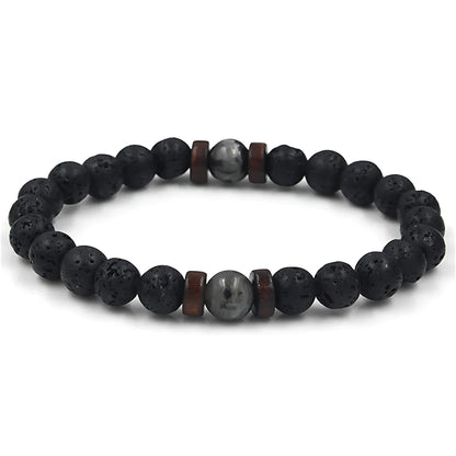 LAVA STONE YOGA BEAD BRACELET FOR GROUNDING ENERGY - A - Bracelet