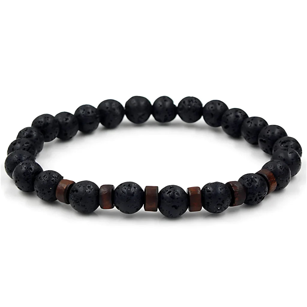 LAVA STONE YOGA BEAD BRACELET FOR GROUNDING ENERGY - B - Bracelet