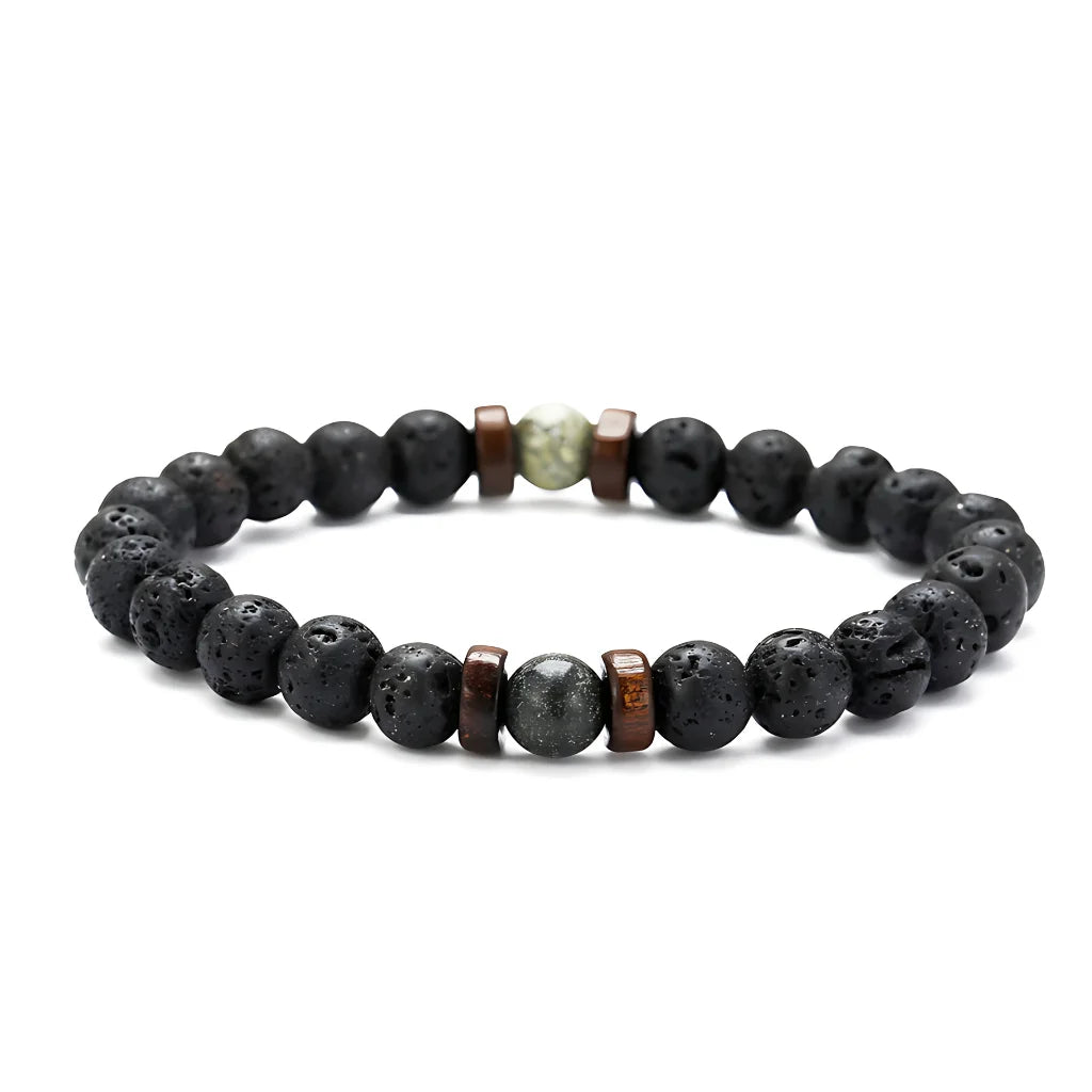 LAVA STONE YOGA BEAD BRACELET FOR GROUNDING ENERGY - C - Bracelet