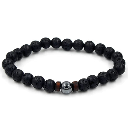 LAVA STONE YOGA BEAD BRACELET FOR GROUNDING ENERGY - F - Bracelet