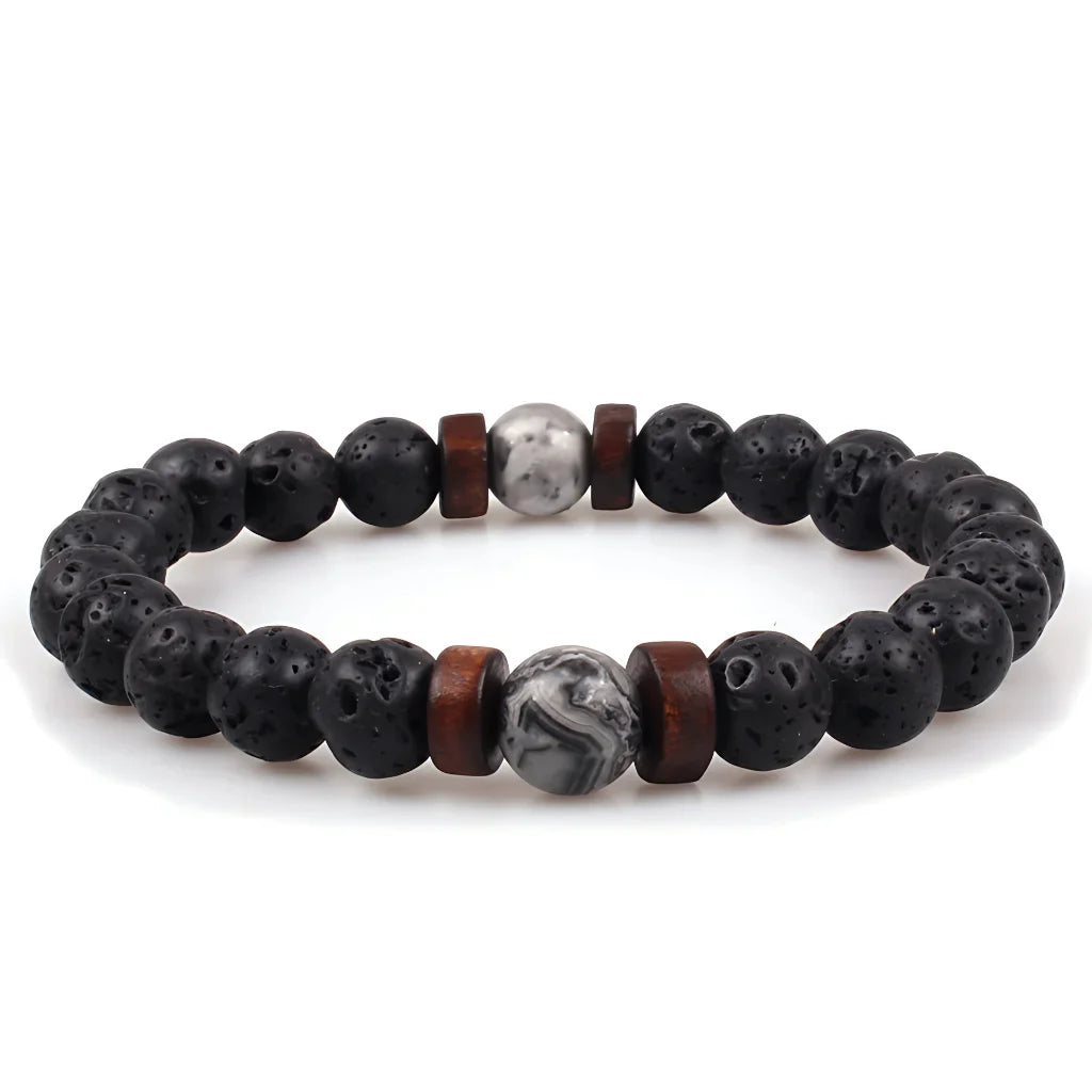 LAVA STONE YOGA BEAD BRACELET FOR GROUNDING ENERGY - J - Bracelet