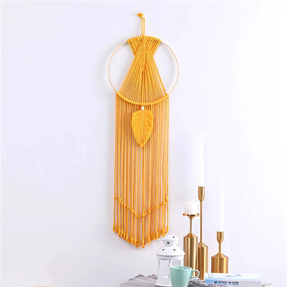 LEAF MACRAME BOHO WALL TAPESTRY FOR TRANQUIL HOMES - Yellow