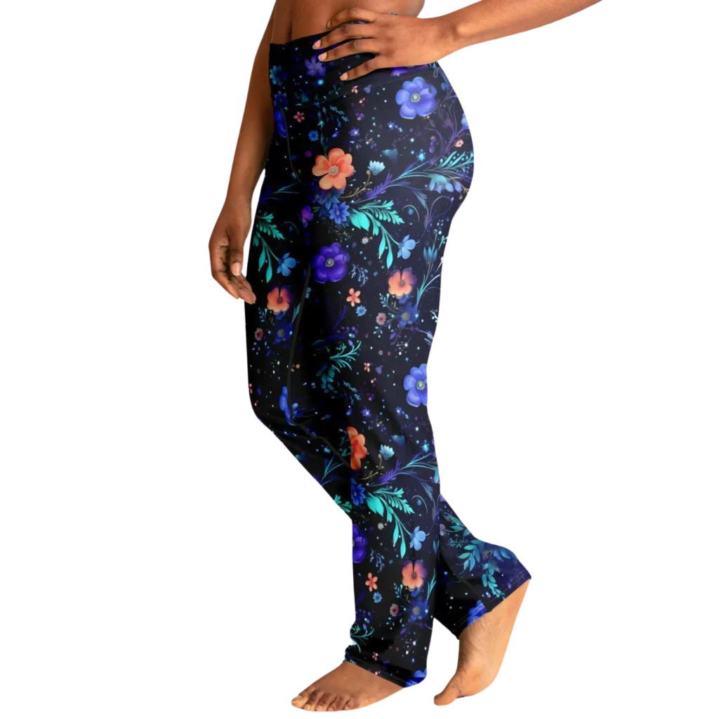 Legging Flare With Galactic Floral Celestial Print