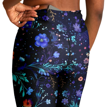 Legging Flare With Galactic Floral Celestial Print