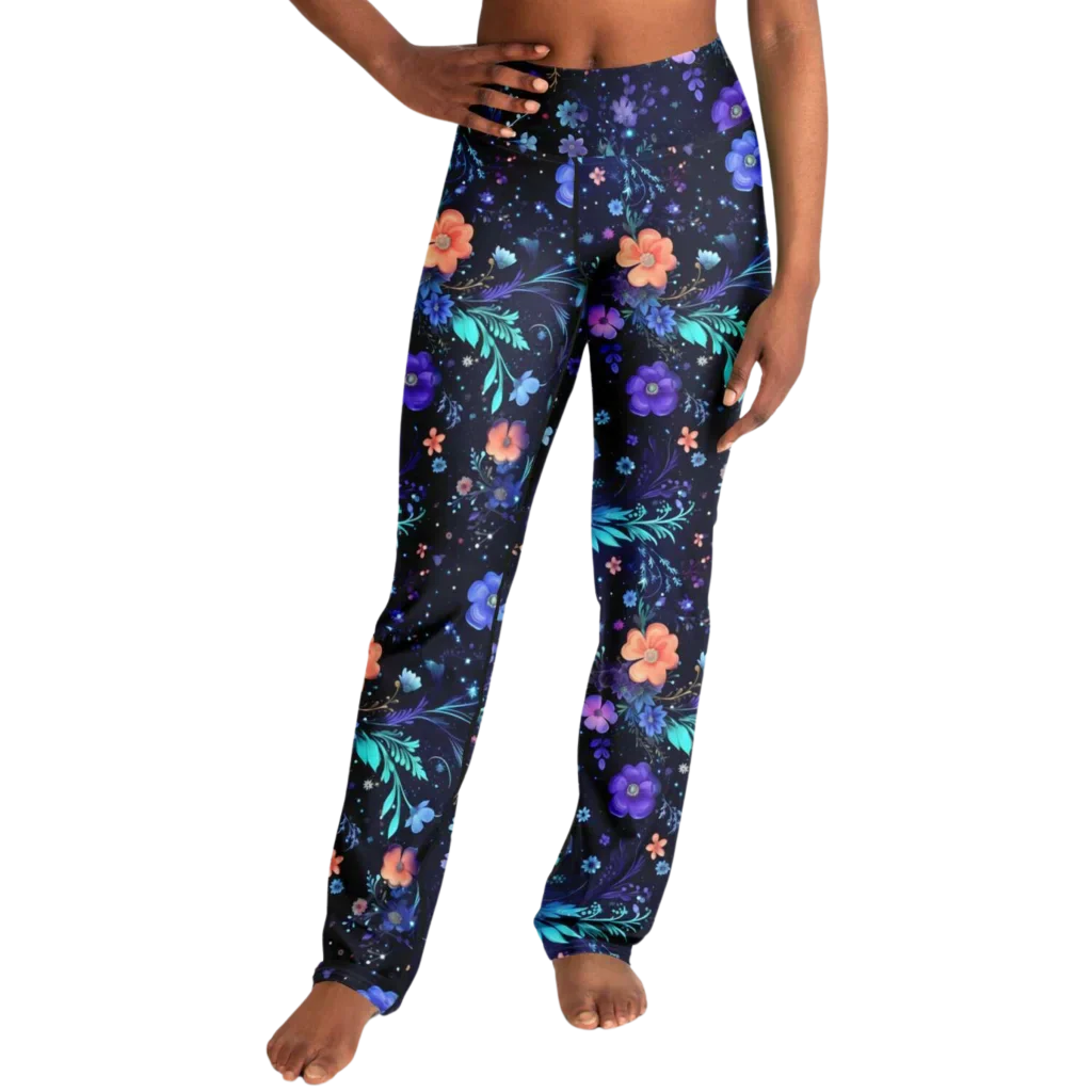 Legging Flare With Galactic Floral Celestial Print