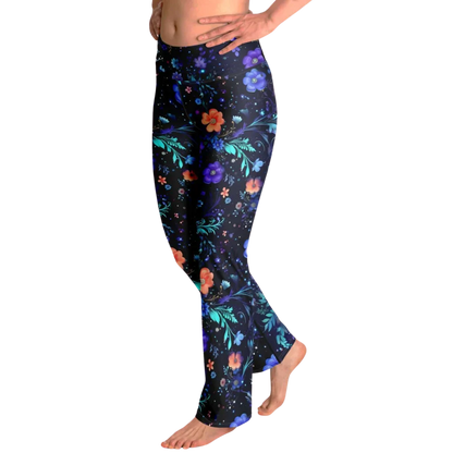 Legging Flare With Galactic Floral Celestial Print