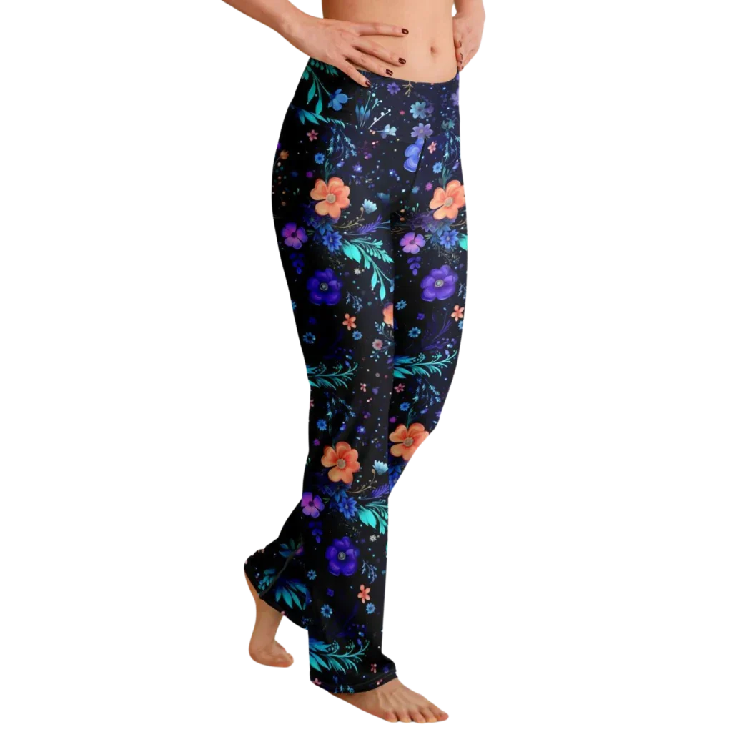 Legging Flare With Galactic Floral Celestial Print