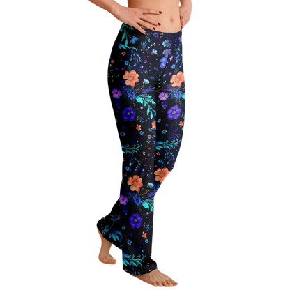Legging Flare With Galactic Floral Celestial Print