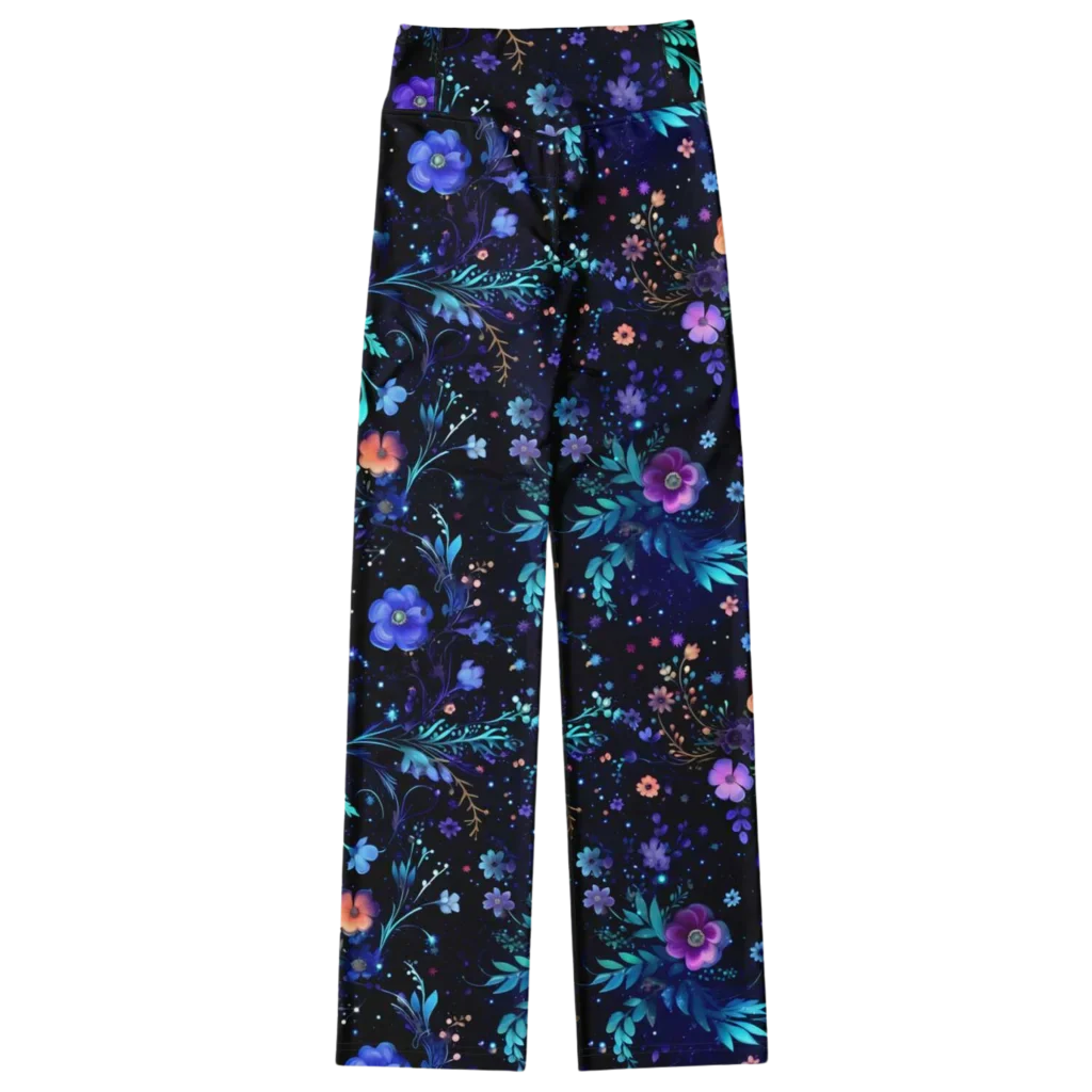 Legging Flare With Galactic Floral Celestial Print