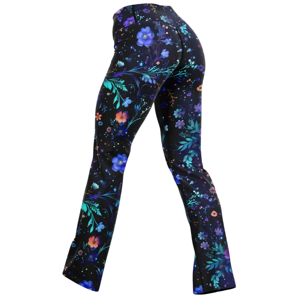 Legging Flare With Galactic Floral Celestial Print