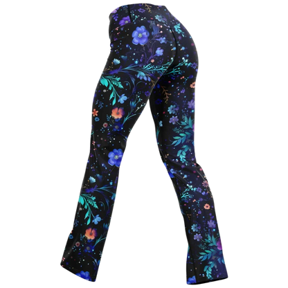 Legging Flare With Galactic Floral Celestial Print