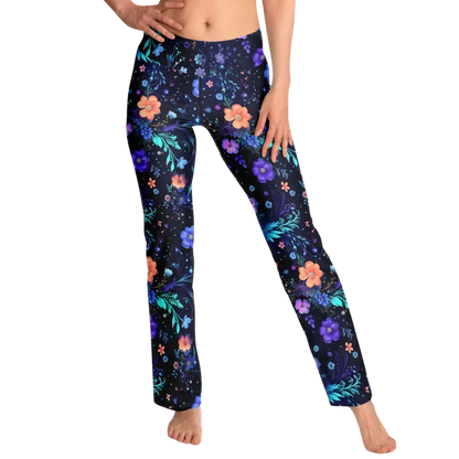 Legging Flare With Galactic Floral Celestial Print
