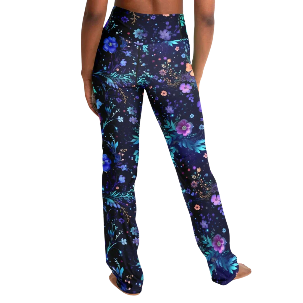 Legging Flare With Galactic Floral Celestial Print
