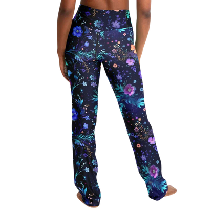 Legging Flare With Galactic Floral Celestial Print