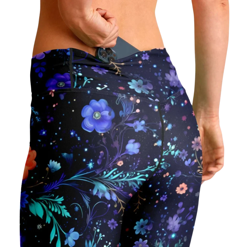 Legging Flare With Galactic Floral Celestial Print