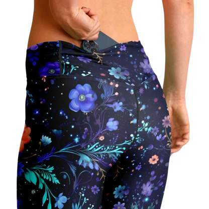 Legging Flare With Galactic Floral Celestial Print