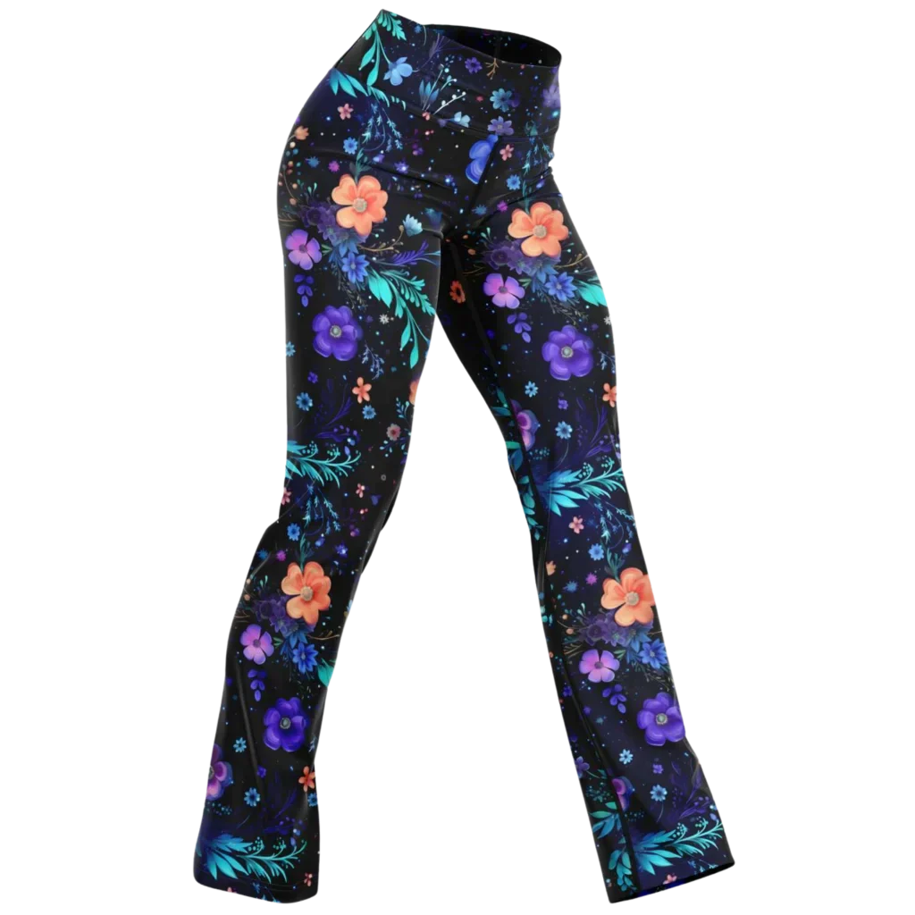Legging Flare With Galactic Floral Celestial Print - XS