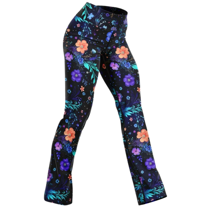Legging Flare With Galactic Floral Celestial Print - XS