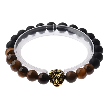 LION HEAD GEMSTONE BRACELET WITH TIGER EYE STONE - Bracelet