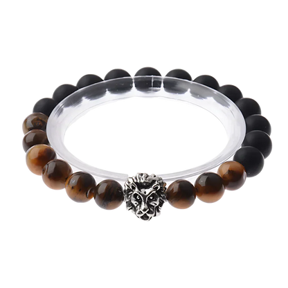 LION HEAD GEMSTONE BRACELET WITH TIGER EYE STONE - Bracelet