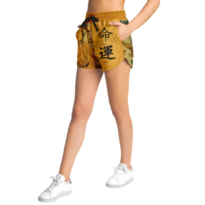 Loose Fitting Shorts Women Buddha Sakura Print