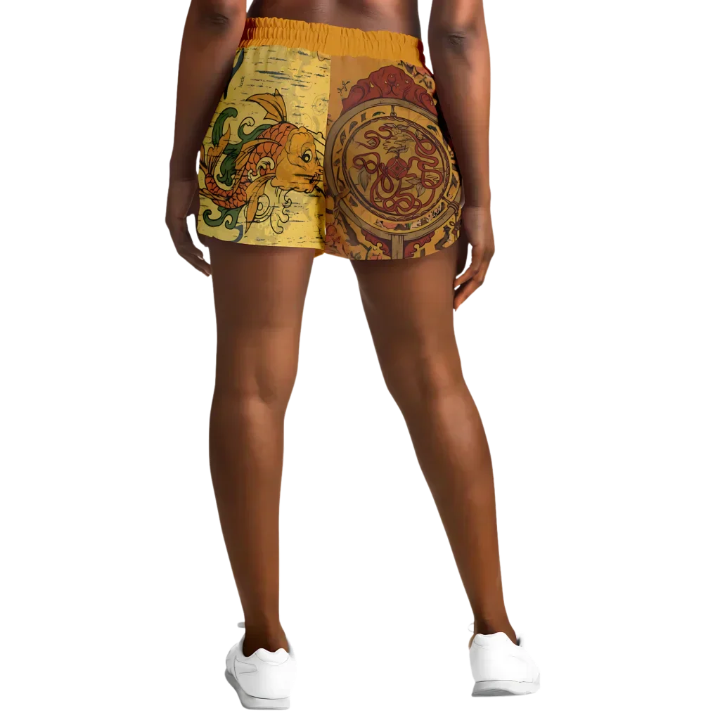 Loose Fitting Shorts Women Buddha Sakura Print