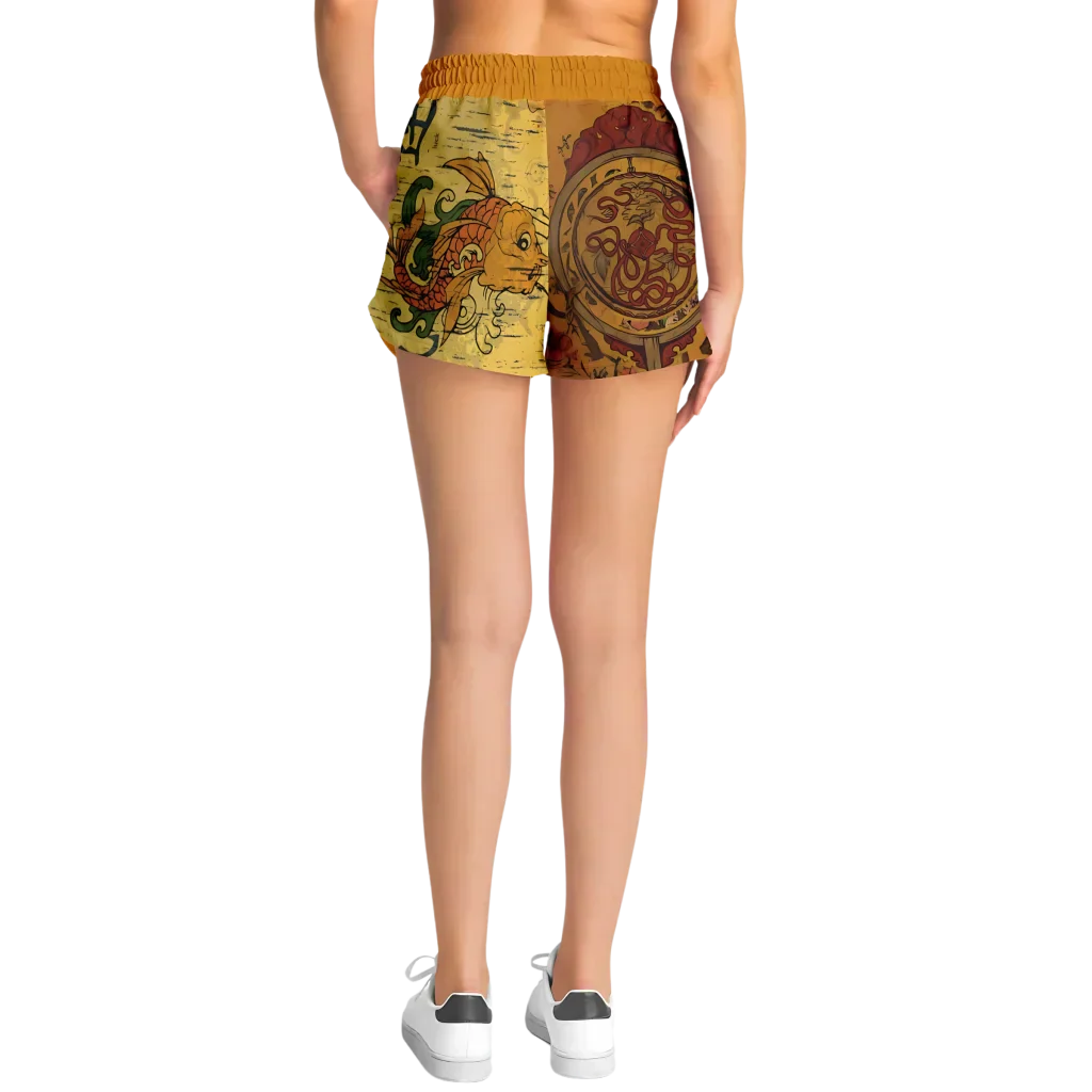 Loose Fitting Shorts Women Buddha Sakura Print