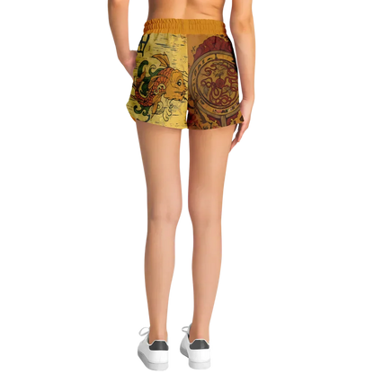 Loose Fitting Shorts Women Buddha Sakura Print
