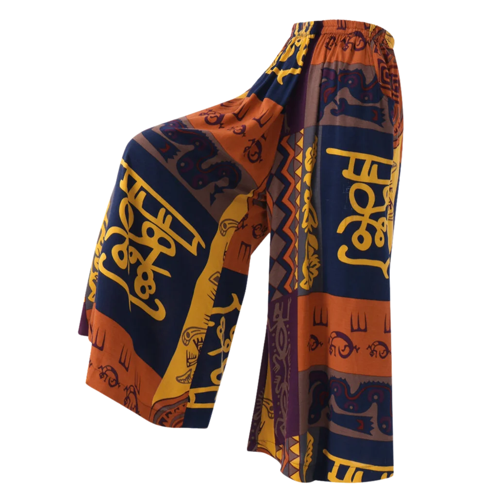 LOOSE PRINTED BUDDHA YOGA TROUSERS - Purple / 4XL - Women