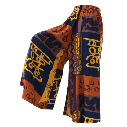 LOOSE PRINTED BUDDHA YOGA TROUSERS - Purple / 4XL - Women