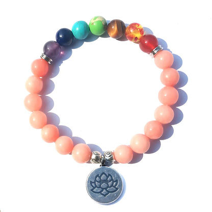 LOTUS AGATE BEAD BRACELET FOR SPIRITUAL BALANCE - A - Bracelet