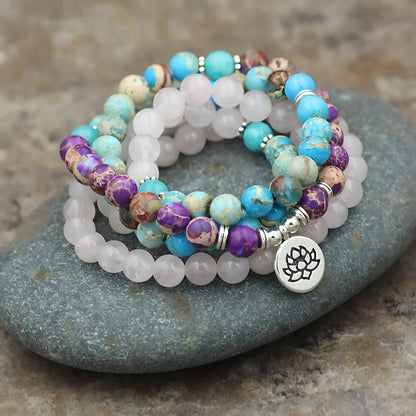 LOTUS PENDANT BEADED WRAP BRACELET FOR SPIRITUAL ENERGY - Lotus - Bracelet