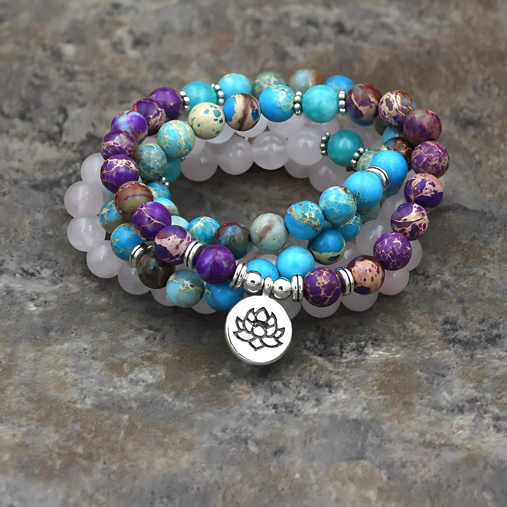 LOTUS PENDANT BEADED WRAP BRACELET FOR SPIRITUAL ENERGY - Lotus - Bracelet